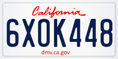 CA license plate 6XOK448