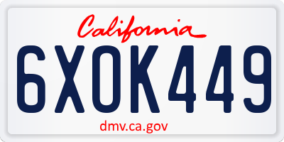 CA license plate 6XOK449