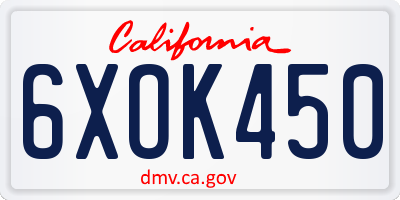 CA license plate 6XOK450