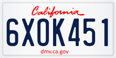 CA license plate 6XOK451