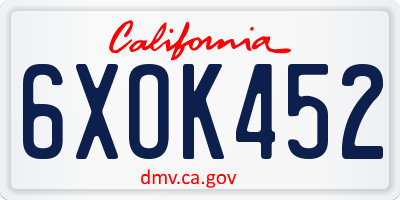 CA license plate 6XOK452