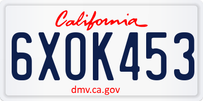 CA license plate 6XOK453