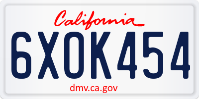 CA license plate 6XOK454