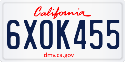CA license plate 6XOK455
