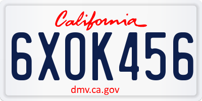 CA license plate 6XOK456
