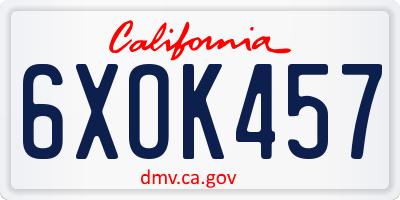 CA license plate 6XOK457