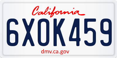 CA license plate 6XOK459