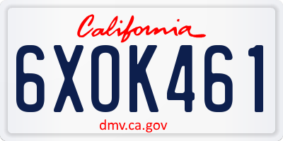 CA license plate 6XOK461