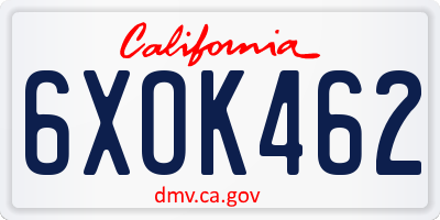 CA license plate 6XOK462