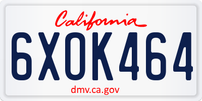 CA license plate 6XOK464