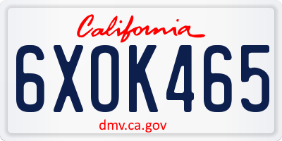 CA license plate 6XOK465
