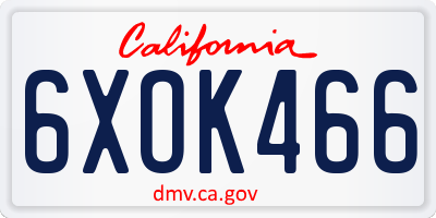 CA license plate 6XOK466