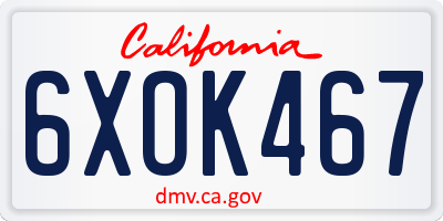 CA license plate 6XOK467
