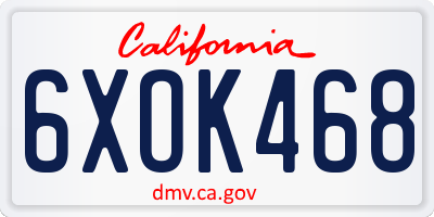 CA license plate 6XOK468