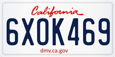 CA license plate 6XOK469