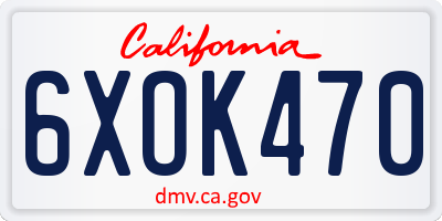 CA license plate 6XOK470