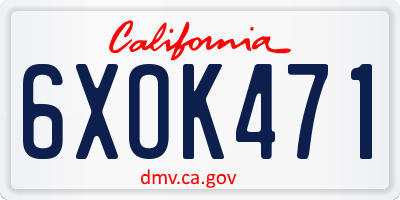CA license plate 6XOK471