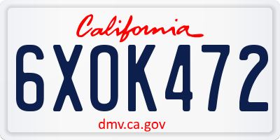CA license plate 6XOK472
