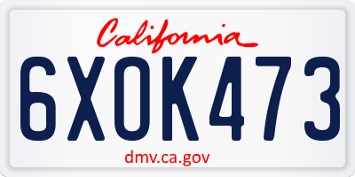 CA license plate 6XOK473