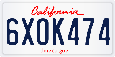 CA license plate 6XOK474