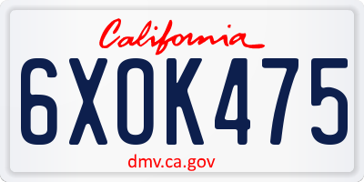 CA license plate 6XOK475