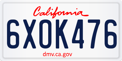 CA license plate 6XOK476