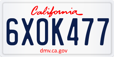 CA license plate 6XOK477