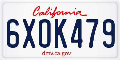 CA license plate 6XOK479
