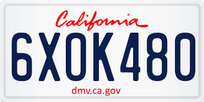 CA license plate 6XOK480