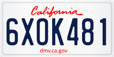 CA license plate 6XOK481