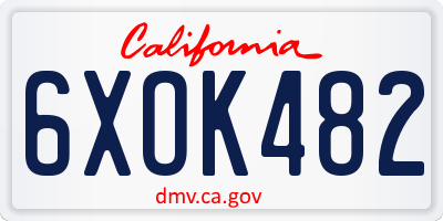 CA license plate 6XOK482