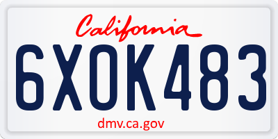 CA license plate 6XOK483
