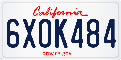 CA license plate 6XOK484