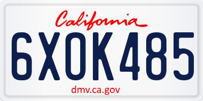 CA license plate 6XOK485