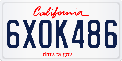 CA license plate 6XOK486