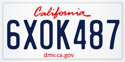 CA license plate 6XOK487