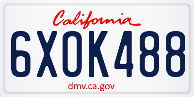 CA license plate 6XOK488