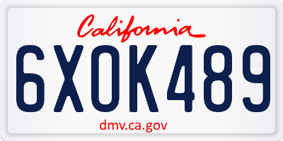 CA license plate 6XOK489