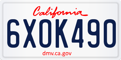 CA license plate 6XOK490