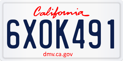 CA license plate 6XOK491