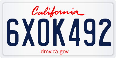 CA license plate 6XOK492