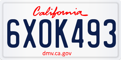 CA license plate 6XOK493