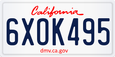 CA license plate 6XOK495
