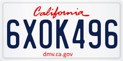 CA license plate 6XOK496