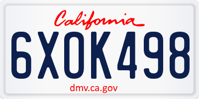 CA license plate 6XOK498