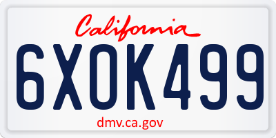 CA license plate 6XOK499