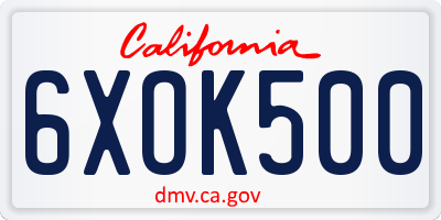 CA license plate 6XOK500