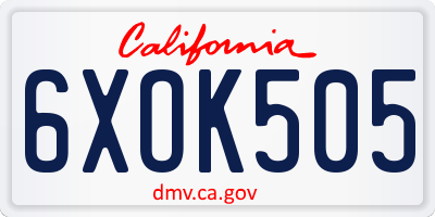 CA license plate 6XOK505