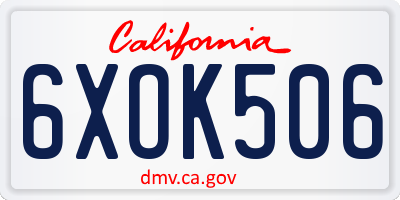 CA license plate 6XOK506