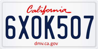 CA license plate 6XOK507